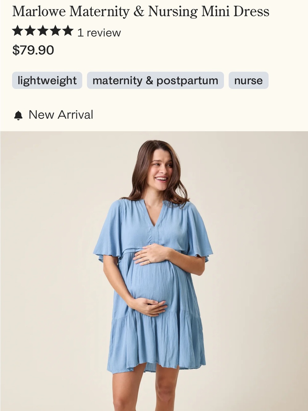 Kindred Bravely Marlowe Maternity & Nursing Mini Dress in Light Blue